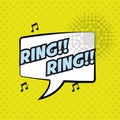 Pop art ring ring bubble speech yellow background design Royalty Free Stock Photo