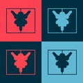 Pop art Rorschach test icon isolated on color background. Psycho diagnostic inkblot test Rorschach. Vector