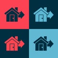 Pop art Sale house icon isolated on color background. Buy house concept. Home loan concept, rent, buying a property Royalty Free Stock Photo