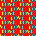 Pop Art Pattern with the lettering `love` Royalty Free Stock Photo