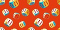 Pop Art seamless pattern of rolling lucky dice