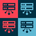 Pop art Server, Data, Web Hosting icon isolated on color background. Vector Royalty Free Stock Photo