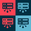 Pop art Server, Data, Web Hosting icon isolated on color background. Vector Royalty Free Stock Photo