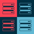 Pop art Server, Data, Web Hosting icon isolated on color background. Vector Royalty Free Stock Photo