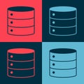 Pop art Server, Data, Web Hosting icon isolated on color background. Vector Royalty Free Stock Photo