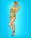 pop art girl in a bathing suit