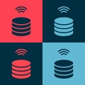 Pop art Smart Server, Data, Web Hosting icon isolated on color background. Internet of things concept with wireless Royalty Free Stock Photo