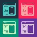 Pop art Software, web developer programming code icon isolated on color background. Javascript computer script random Royalty Free Stock Photo