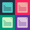 Pop art Software, web developer programming code icon isolated on color background. Javascript computer script random Royalty Free Stock Photo
