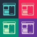 Pop art Software, web developer programming code icon isolated on color background. Javascript computer script random Royalty Free Stock Photo