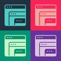 Pop art Software, web developer programming code icon isolated on color background. Javascript computer script random Royalty Free Stock Photo