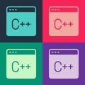 Pop art Software, web developer programming code icon isolated on color background. Javascript computer script random Royalty Free Stock Photo