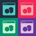 Pop art Software, web developer programming code icon isolated on color background. Javascript computer script random Royalty Free Stock Photo