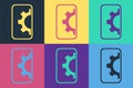 Pop art Software, web development, programming concept icon isolated on color background. Programming language and Royalty Free Stock Photo