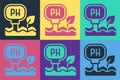Pop art Soil ph testing icon isolated on color background. PH earth test. Vector Royalty Free Stock Photo