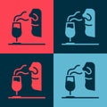 Pop art Sommelier icon isolated on color background. Wine tasting, degustation. Smells of wine. Vector