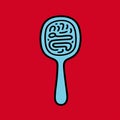 Pop Art Spoon With Brain: Keith Haring Inspired Minimalist Illustration