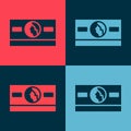 Pop art Stacks paper money cash icon isolated on color background. Money banknotes stacks. Bill currency. Vector Royalty Free Stock Photo