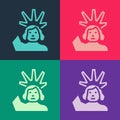 Pop Art Statue Of Liberty Icon Isolated On Color Background. New York, USA. Vector