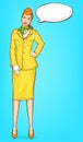 Pop art stewardess, flight attendant, air hostess Royalty Free Stock Photo