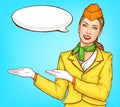 Pop art stewardess, flight attendant, air hostess Royalty Free Stock Photo