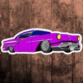 Pop art sticker. Hand drawing lowrider.Vector Royalty Free Stock Photo