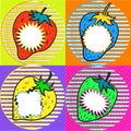 Pop art strawberry with speech bubbles Royalty Free Stock Photo