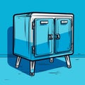 Pop Art Style Blue Cupboard With Lock Clipart
