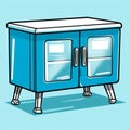 Pop Art Style Blue Cupboard With Lock Clipart