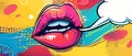 In a pop art style, comic lips call out loud with a speech bubble. Offset modern illustration with textured offset Royalty Free Stock Photo