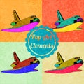 Pop art style elements. Set of vector shuttles