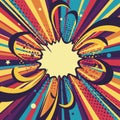 Pop art-style explosion design with a dynamic burst pattern emanating from the Royalty Free Stock Photo