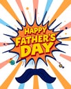 Father's Day pop-art Illustration featuring a large, bold text in yellow and orange with a blue outline Royalty Free Stock Photo