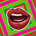 Pop art style. Lips on abstract background. Vector illustration