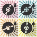 Pop Art Style Poster Retro Music Vintage Vinyl Record Royalty Free Stock Photo