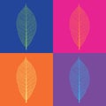 Pop-art style vector leaf skeletons