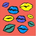 Pop art style vector lips