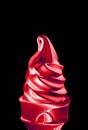 Metallic Red Soft Serve Ice Cream Cone Isolated on Black Backdrop