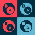 Pop art Subsets, mathematics, a is subset of b icon isolated on color background. Vector