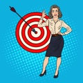 Pop Art Successful Businesswoman Achieved the Target. Business Success