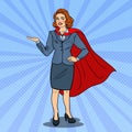 Pop Art Super Business Woman in Red Cape Royalty Free Stock Photo