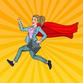 Pop Art Super Business Woman with Red Cape