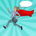 Pop Art Super Business Woman Running