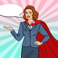 Pop Art Super Businesswoman in Red Cape Royalty Free Stock Photo