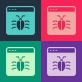 Pop art System bug concept icon isolated on color background. Code bug concept. Bug in the system. Bug searching. Vector Royalty Free Stock Photo