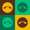 Pop art Telephone handset icon isolated on color background. Phone sign. Vector Royalty Free Stock Photo
