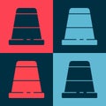 Pop art Thimble for sewing icon isolated on color background. Vector Illustration Royalty Free Stock Photo