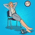 Pop Art Tired Business Woman Relaxing on Chair