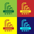 Pop art Tool allen keys icon isolated on color background. Vector
