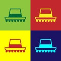 Pop art Traditional spanish hat icon isolated on color background. Vector Royalty Free Stock Photo